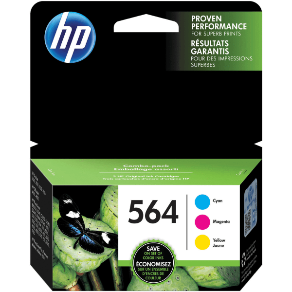 HP 564 Cyan, Magenta, Yellow Ink Cartridges, Pack Of 3, N9H57FN HEWN9H57FN