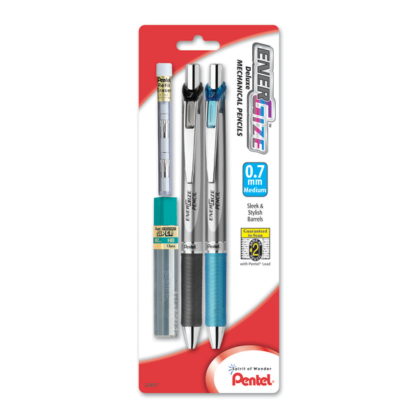 Pentel EnerGize Mechanical Pencils Starter Set 0.7 mm Silver