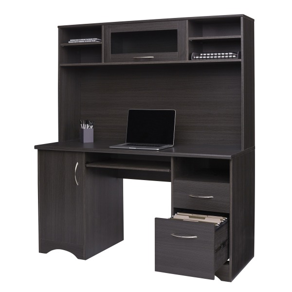 Realspace Pelingo 56 W Computer Desk With Hutch Dark Gray Zerbee