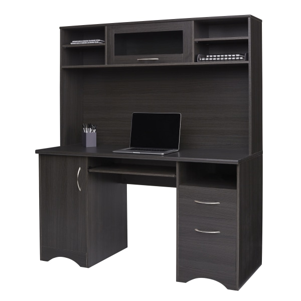 Black computer desk on sale hutch