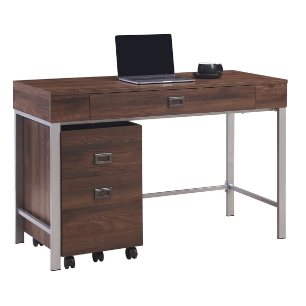 Realspace Brezio 47 W Computer Desk With Mobile File Cabinet Brown Zerbee