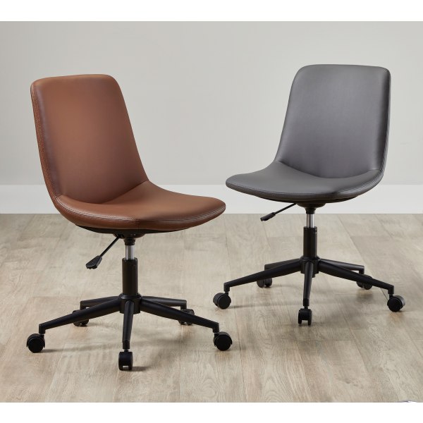 Realspace Praxley Faux Leather Low Back Task Chair Dark Gray