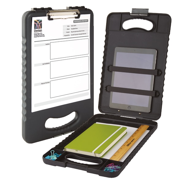 Portable Tablet Storage Clipboard Case 16 1 8 H x 10 1 4 W x 1 5 8 D Charcoal Office Supply Hut