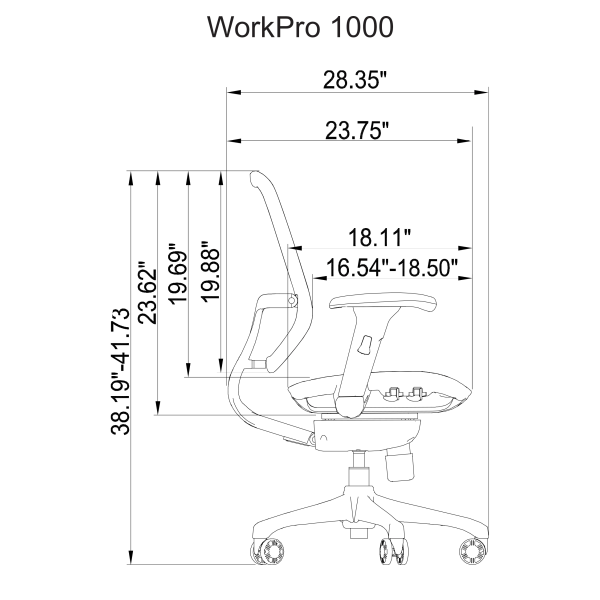 WorkPro 1000 Series Ergonomic Mesh Mesh Mid Back Task Chair