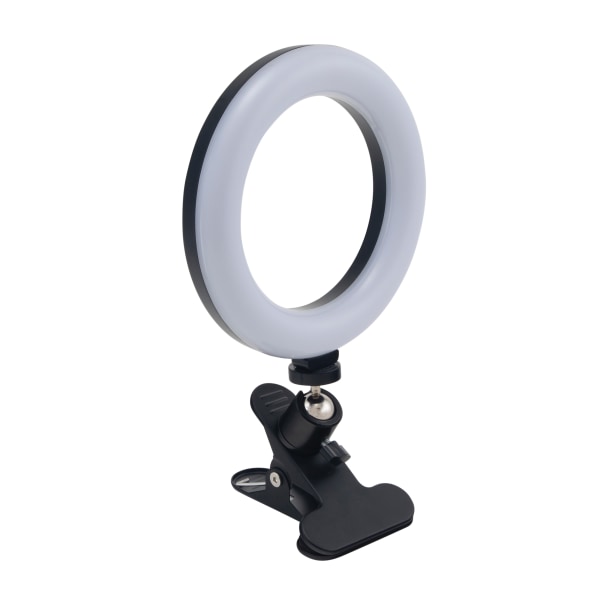 Realspace 6 LED Ring Light with Clip On Monitor Mount or Tripod Stand Adjustable 9 5 8 H Black