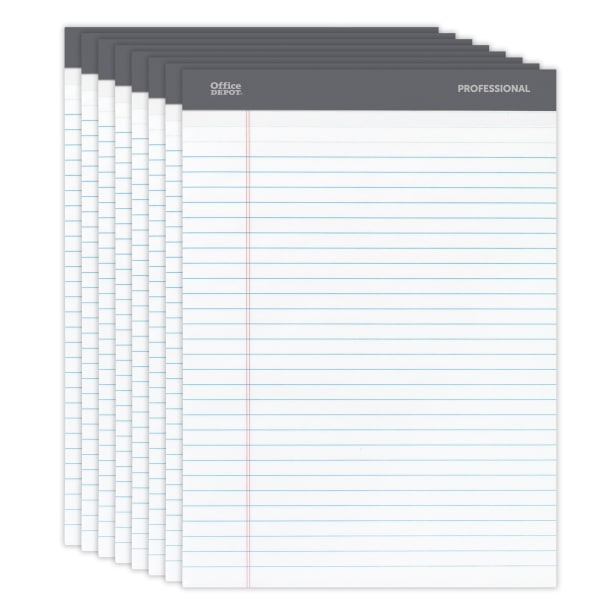 Office Depot Professional Legal Pad 8 1 2in. x 11 3 4In Legal Ruled 50 Sheets per Pad White Pack of 8 Pads 99528
