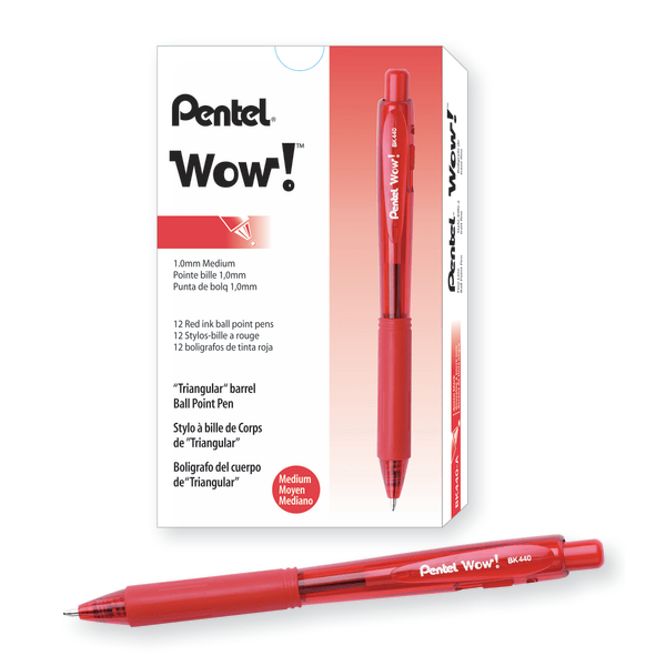 WOW! Ballpoint Pen Value Pack, Retractable, Medium 1 mm, Black Ink