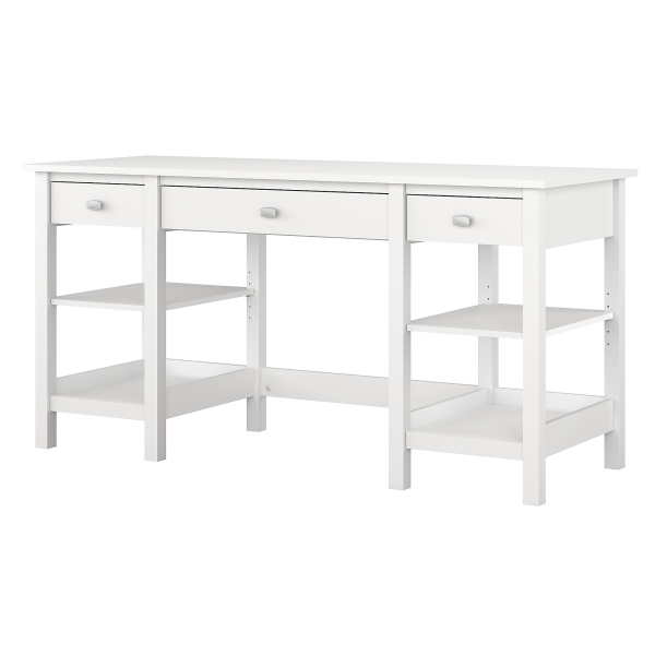 Bush furniture broadview 60w desk with storage shelves and drawers in shop white