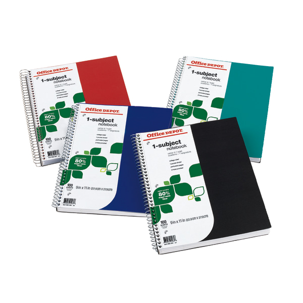 FSC Certified Notebook, 9&quot; x 11&quot;, 1 Subject, College Ruled, 100 Sheets, Assorted Colors (No Color Choice) 692394