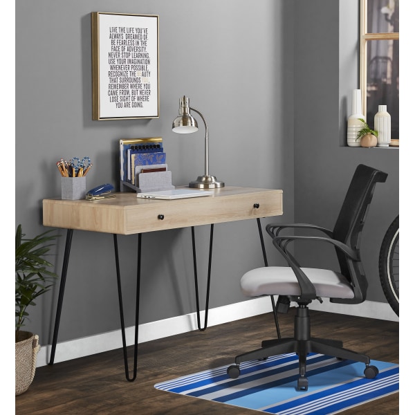 Realspace Callay 42 W Writing Desk Blonde Oak Black