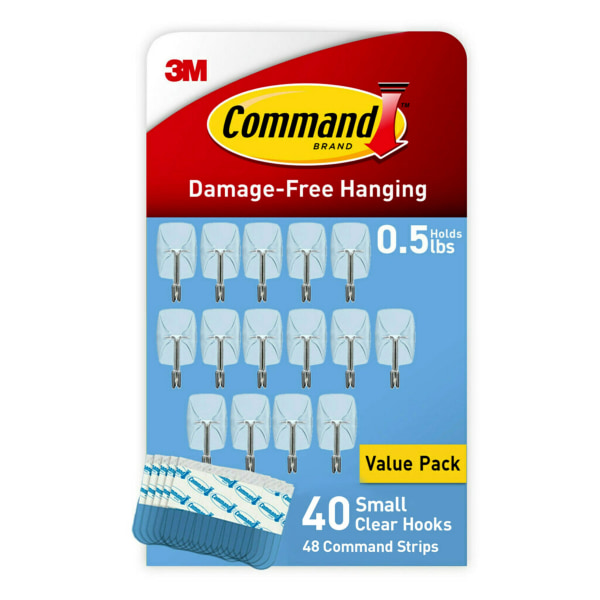 Command Small Wire Hooks 40 Command Hooks 48 Command Strips Damage Free Clear Office Supply Hut