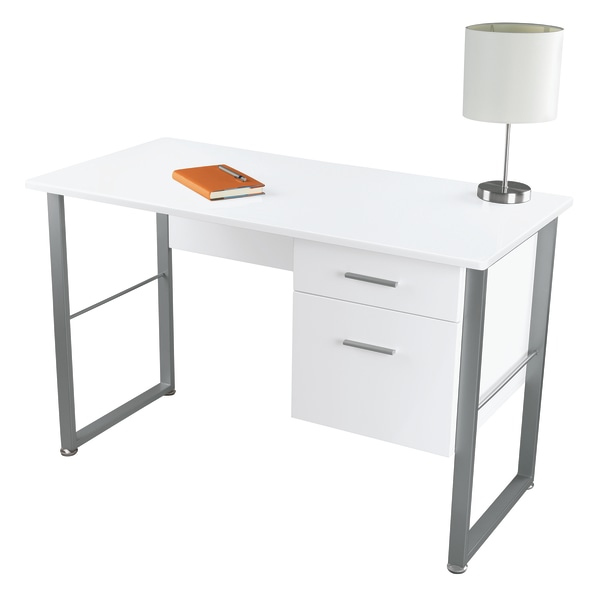 Realspace halton shop computer desk white