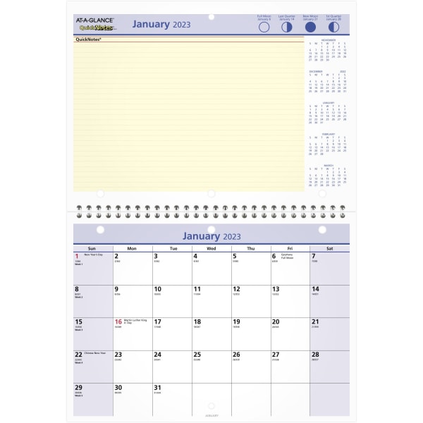 at a glance quick notes monthly planner
