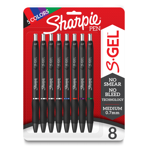 Sharpie S Gel Pens Medium Point 0.7 mm Black Barrel Assorted Ink Pack Of 8 Pens