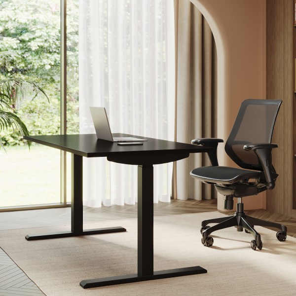Realspace Magellan 60 W Pneumatic Height Adjustable Standing Desk Cherry Zerbee
