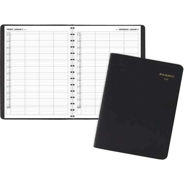 AT-A-GLANCE 2023 RY Four Person Group Daily Appointment Book, Black, Large, 8&quot; x 11&quot; 8494664