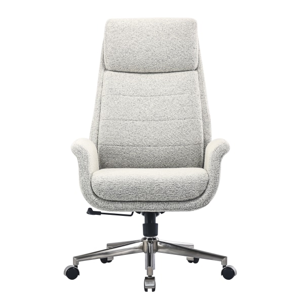 Realspace Modern Comfort Pizana Boucle Fabric High Back Executive Office Chair Light Sand Brushed Nickel BIFMA Compliant Zerbee