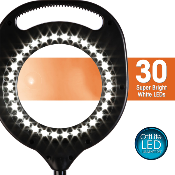 OttLite 2 In 1 LED Magnifier Floor And Table Light Adjustable Height 56 3 4 H Black Zerbee