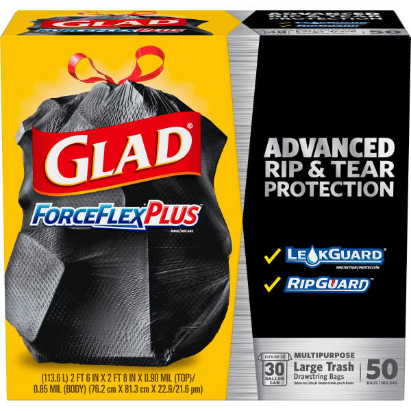 Glad trash bag sizes deals
